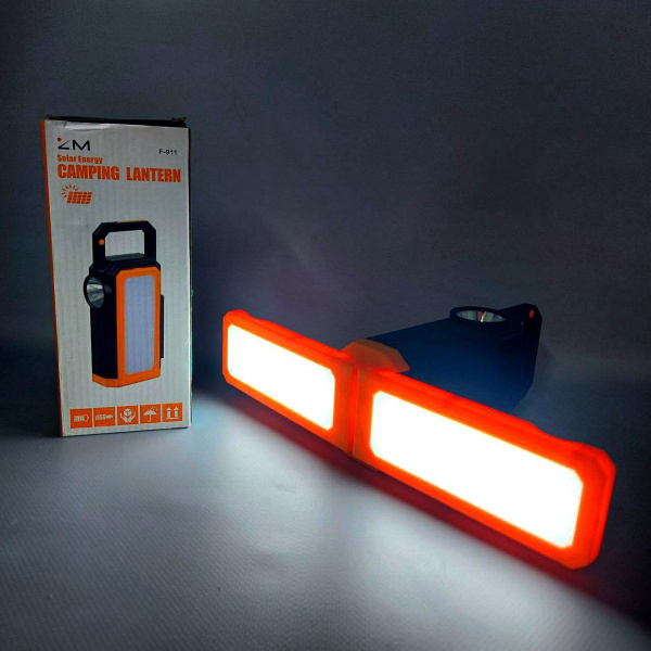 Многофункциональный кемпинговый фонарь – светильник Solar energy camping lantern F-911 (зарядка USB+солнечная батарея, 6 режимов работы, режим Powerbank)